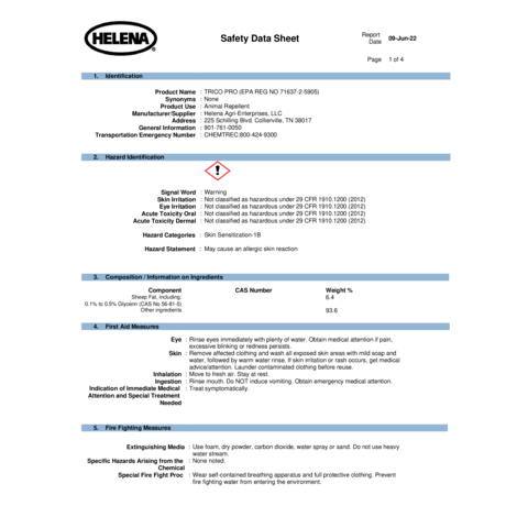 TRICO<sup>®</sup> PRO MSDS